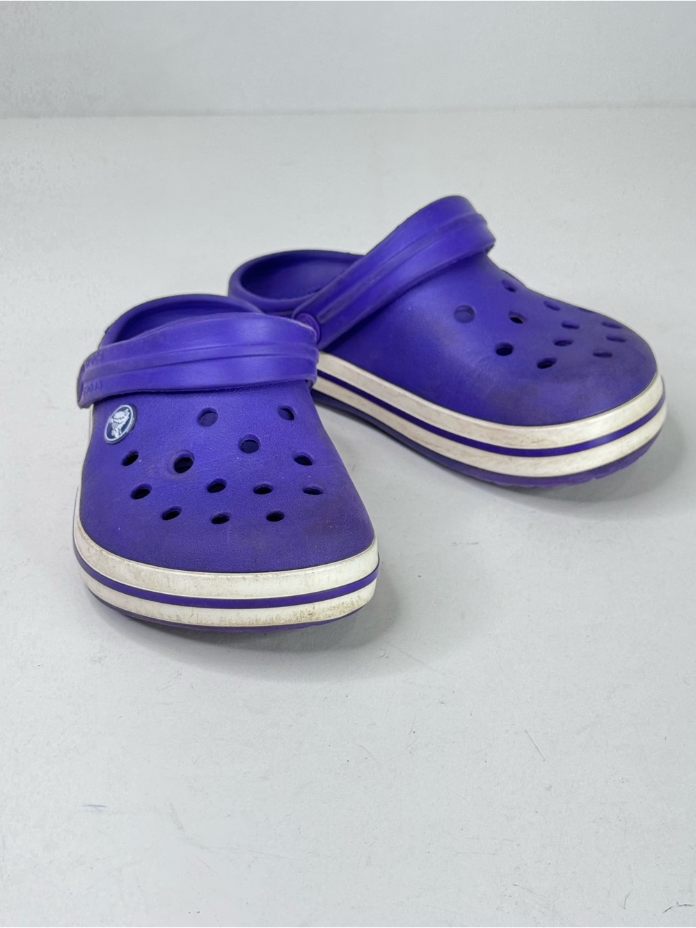 CROCS Kids Purple Clogs with White Stripe Midsole